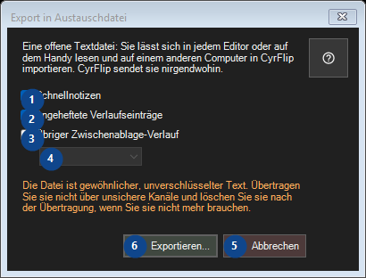 Export in Austauschdatei
