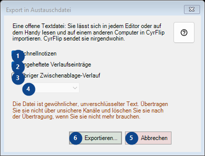 Export in Austauschdatei