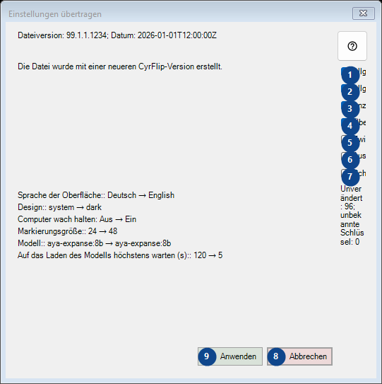 Einstellungen übertragen