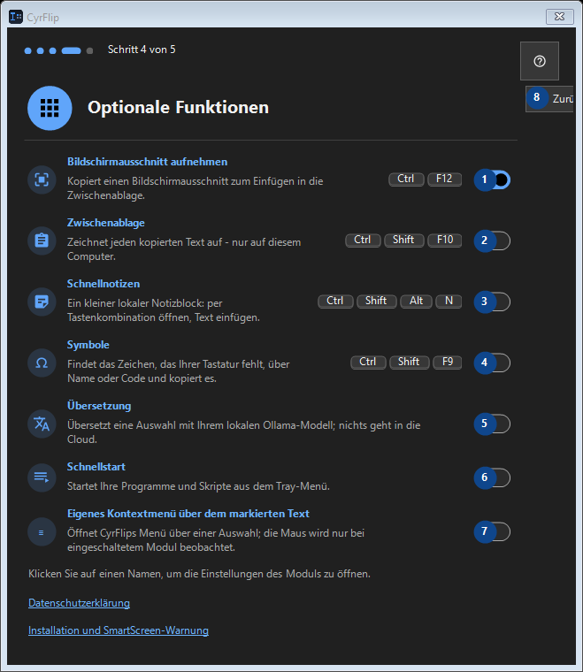 Optionale Funktionen