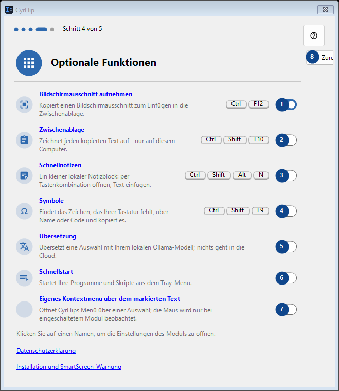 Optionale Funktionen