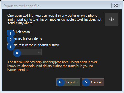 Export to exchange file