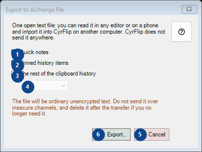 Export to exchange file