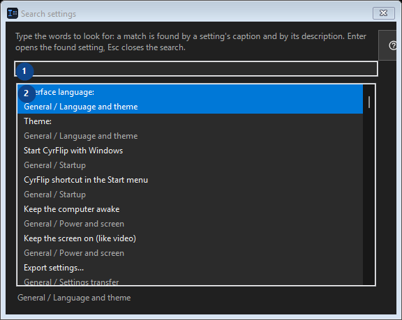 Search settings