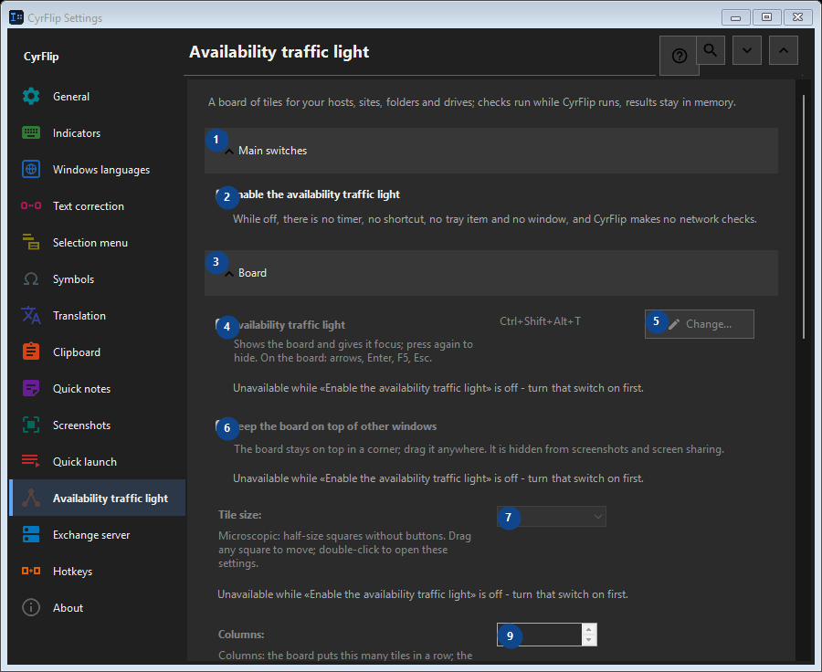 Availability traffic light