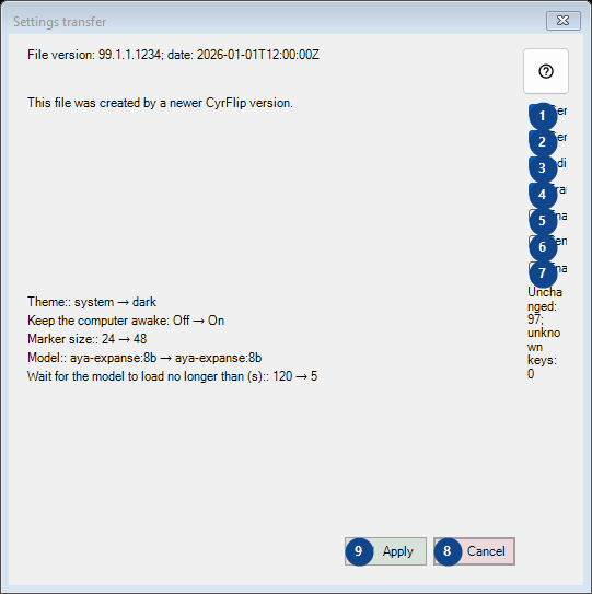Settings transfer