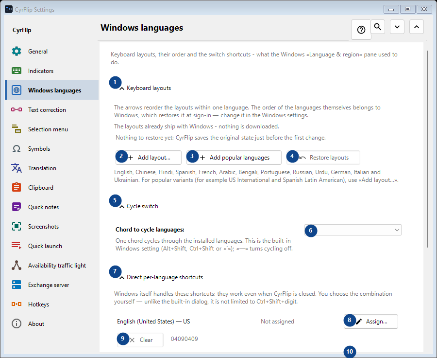 Windows languages