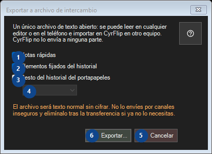 Exportar a archivo de intercambio