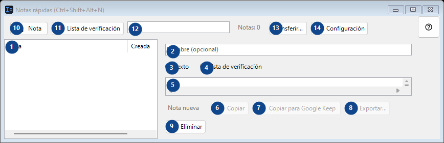 Notas rápidas (Ctrl+Shift+Alt+N)