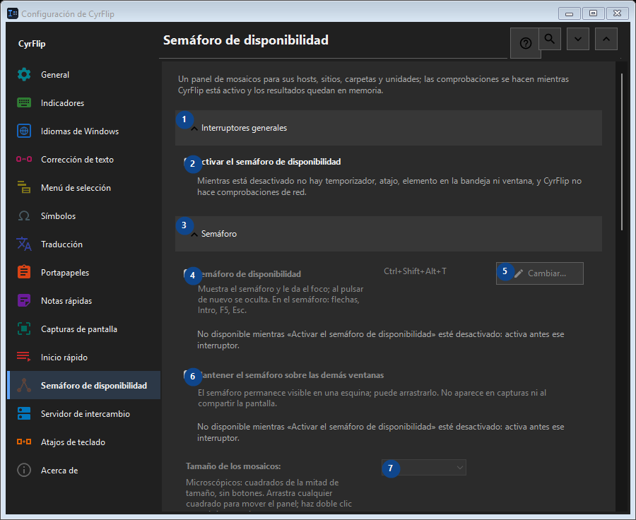 Semáforo de disponibilidad