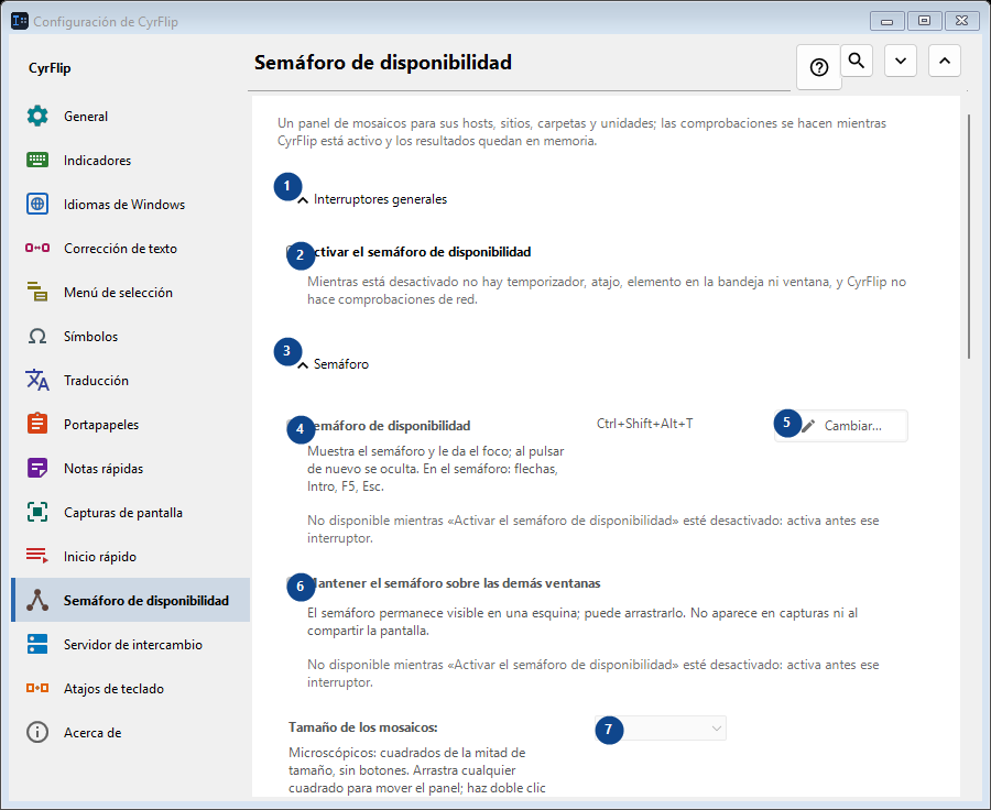 Semáforo de disponibilidad