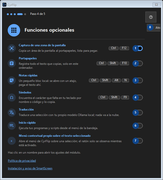 Funciones opcionales