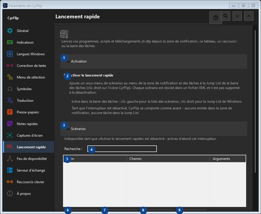 Lancement rapide