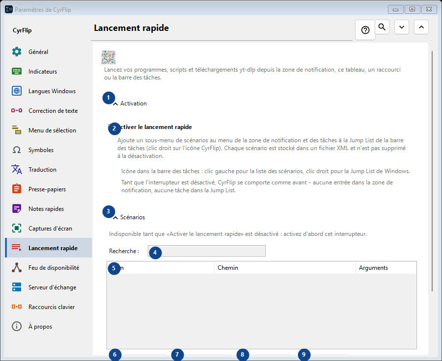 Lancement rapide