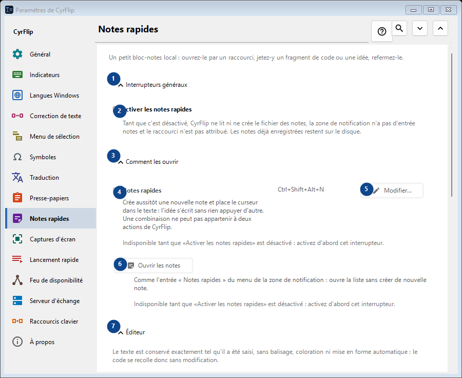 Notes rapides