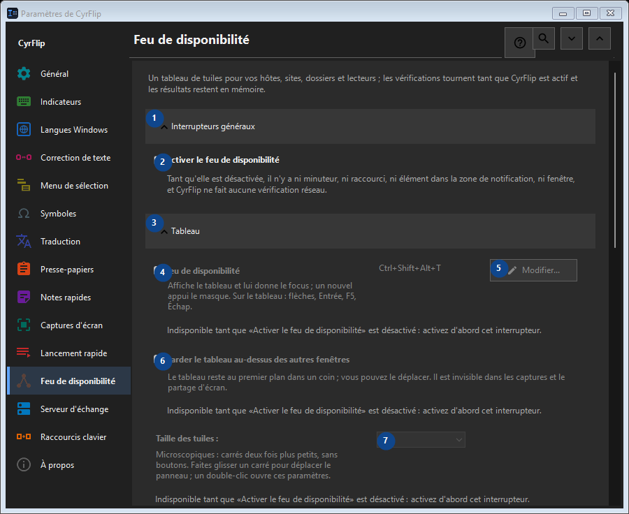 Feu de disponibilité