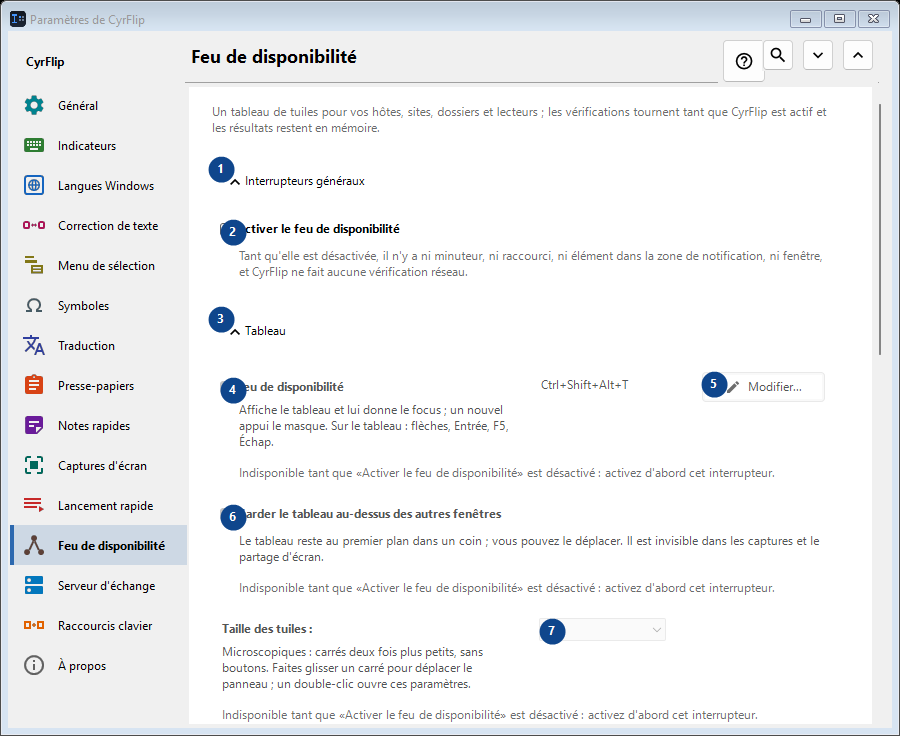 Feu de disponibilité