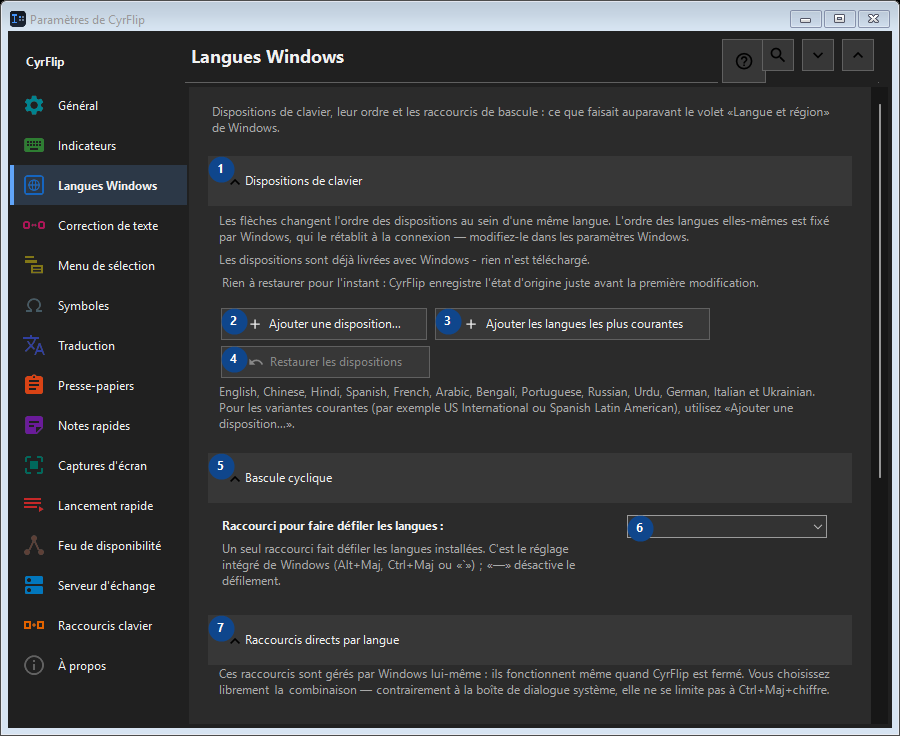 Langues Windows