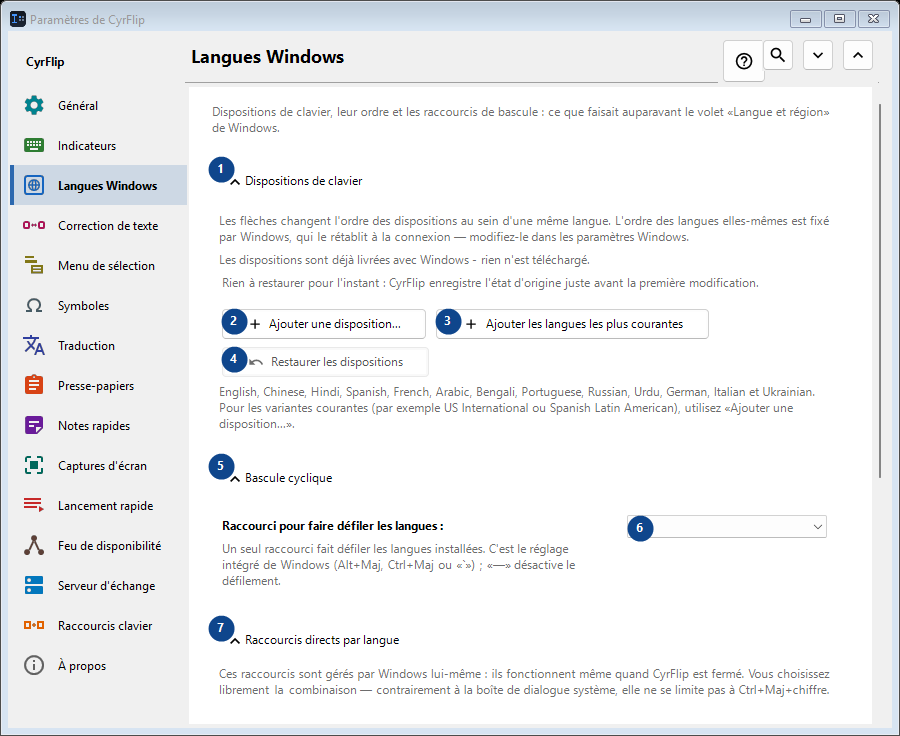 Langues Windows