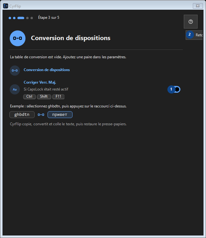 Conversion de dispositions
