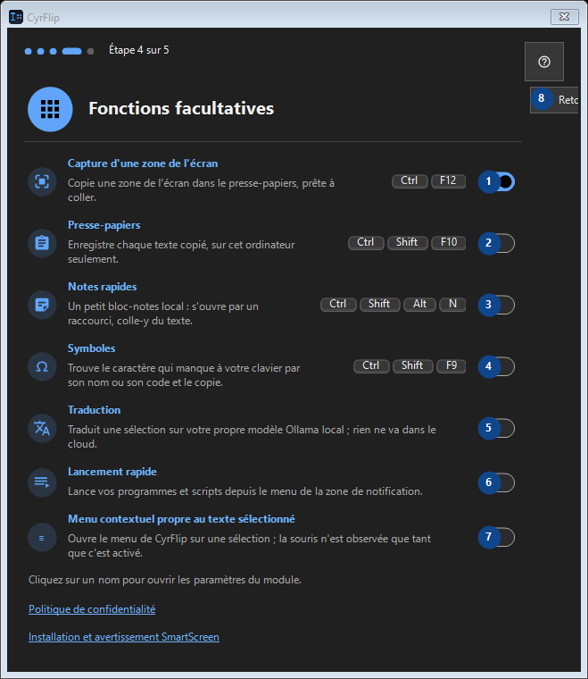 Fonctions facultatives