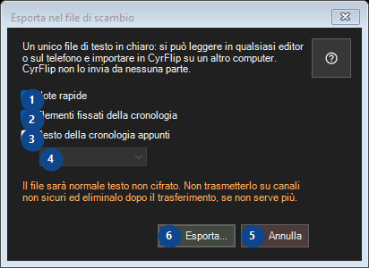 Esporta nel file di scambio