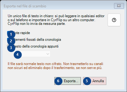Esporta nel file di scambio