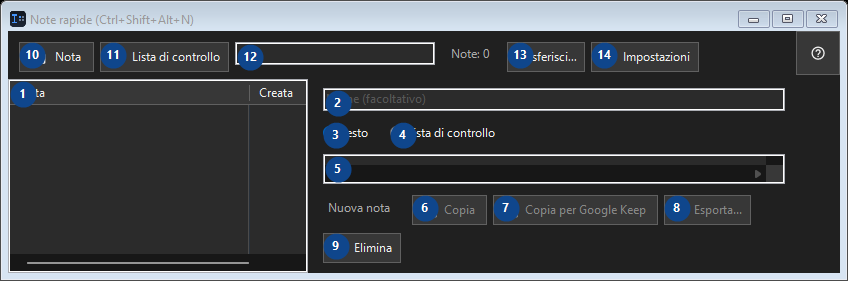 Note rapide (Ctrl+Shift+Alt+N)