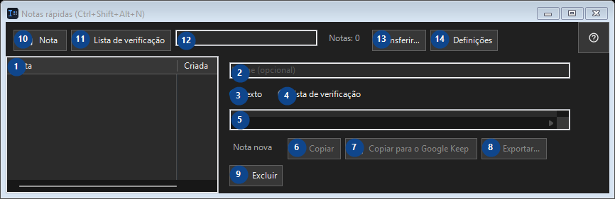Notas rápidas (Ctrl+Shift+Alt+N)