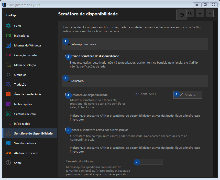 Semáforo de disponibilidade
