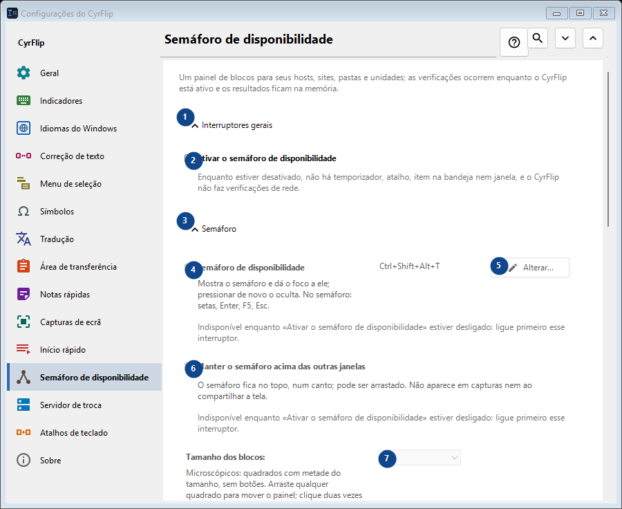 Semáforo de disponibilidade
