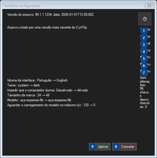 Transferir configurações