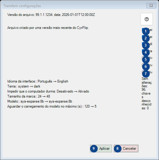 Transferir configurações