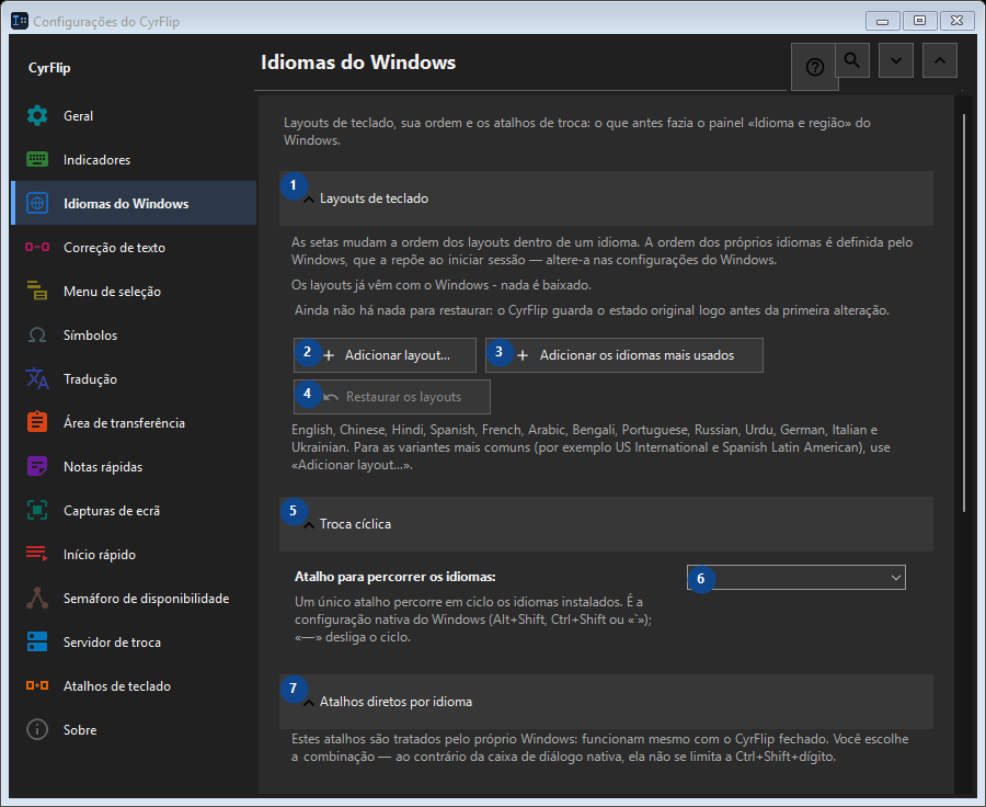 Idiomas do Windows