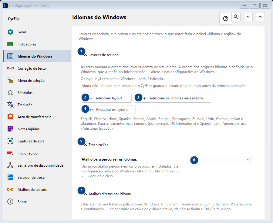 Idiomas do Windows