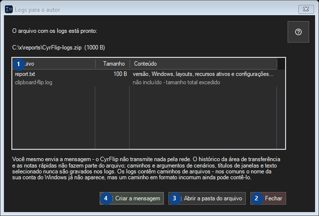 Logs para o autor