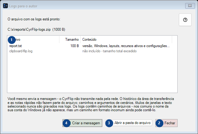 Logs para o autor