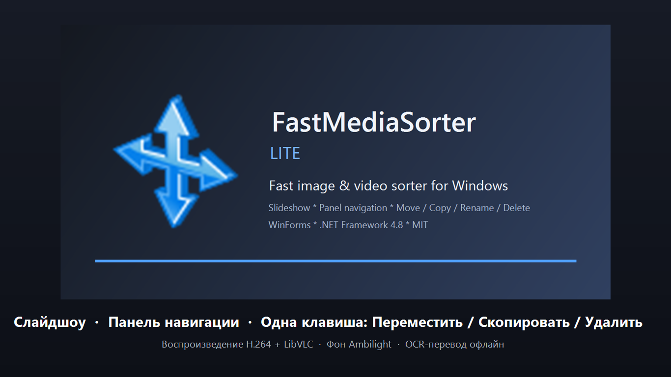 Главное окно FastMediaSorter LITE