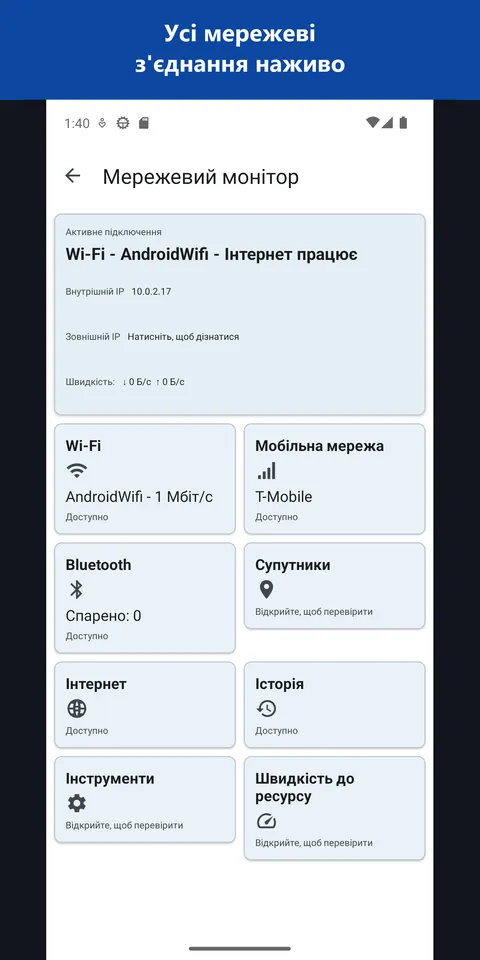 Монітор мережі з усіма активними з'єднаннями пристрою