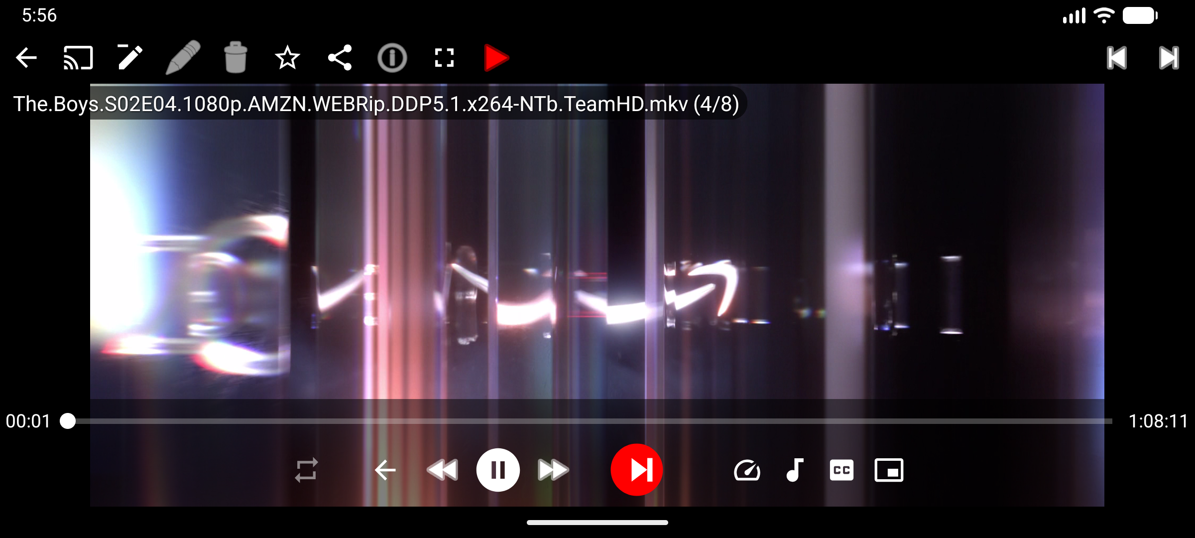 Video player full-screen - episode playing with progress bar