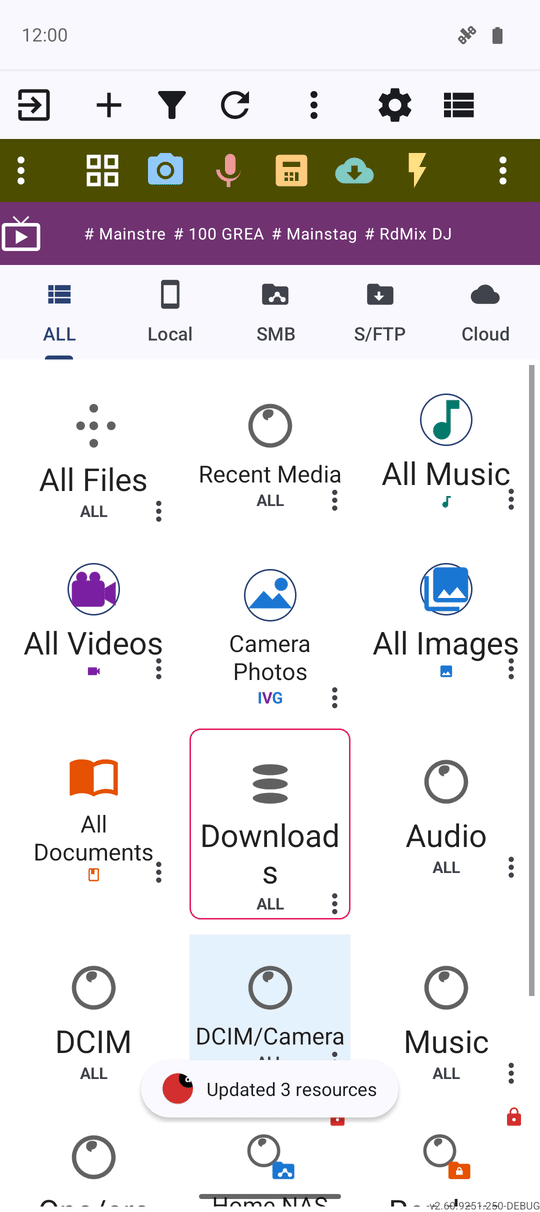 FastMediaSorter add resource screen showing a toast summarizing an updated Windows companion import