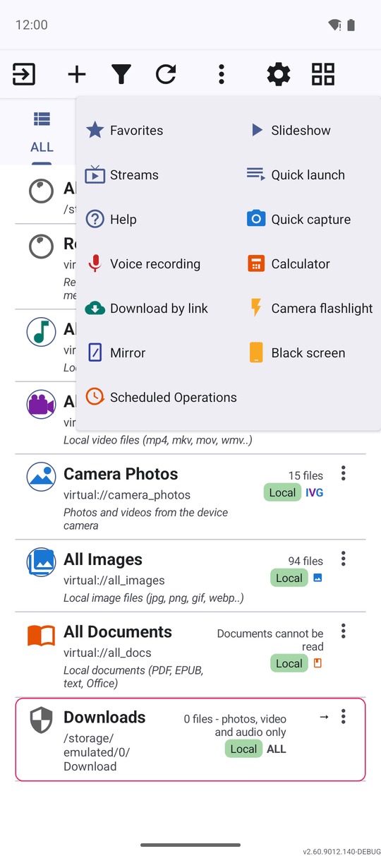 The command bar at the top of the main screen with its icons and the More actions menu at the right holding the buttons that did not fit
