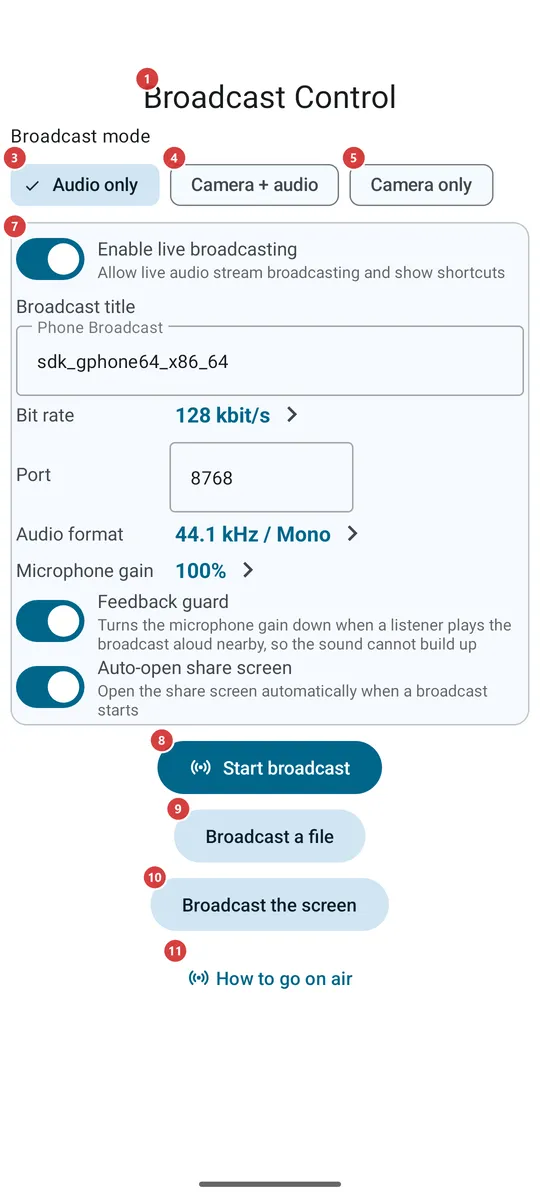 Broadcast control