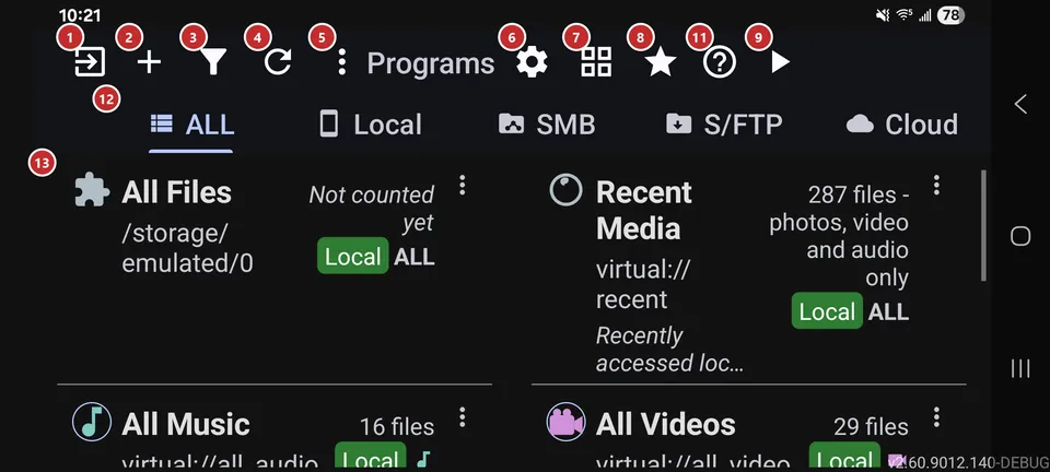 Main screen