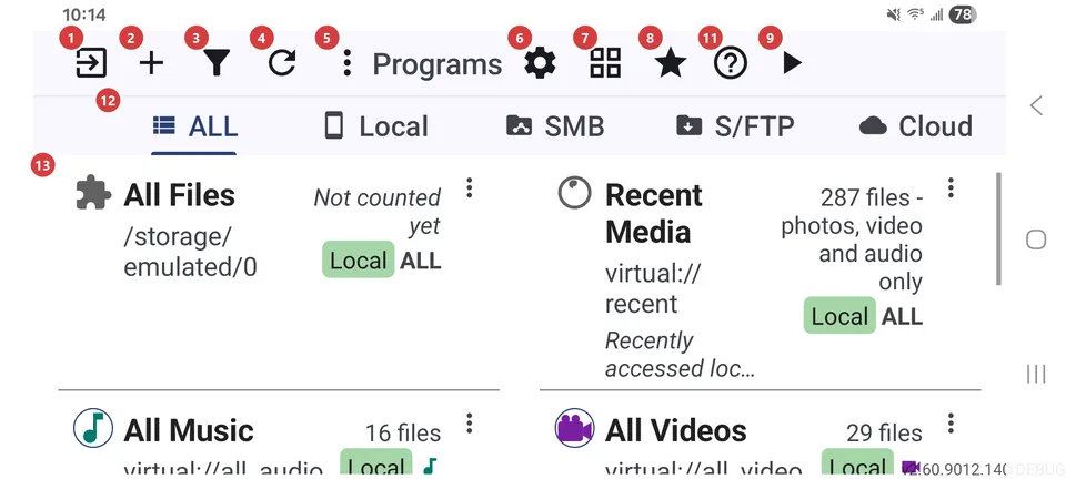 Main screen