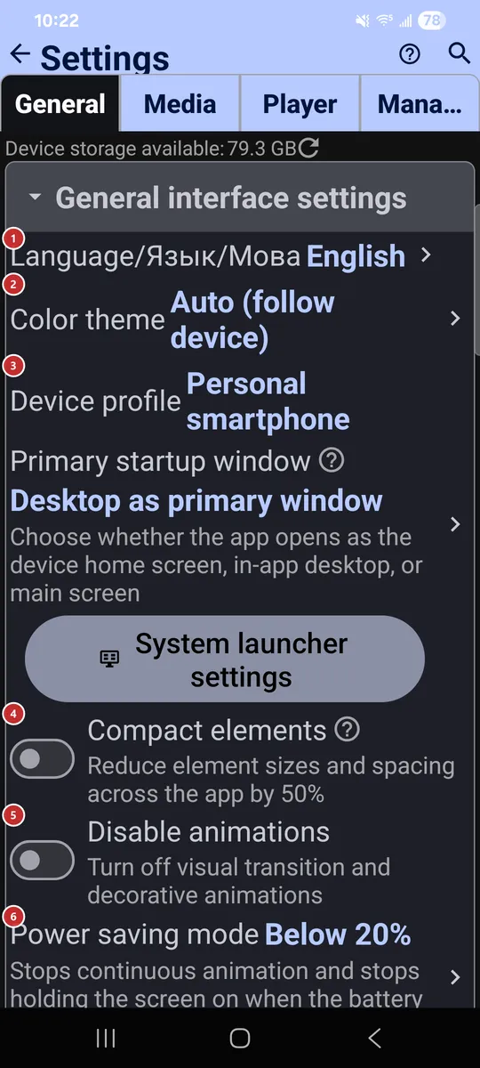 Settings: General