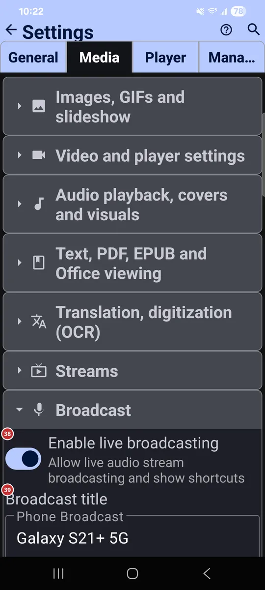Settings: Media